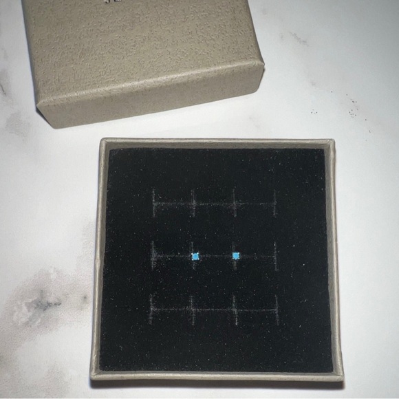 14k Gold plated over Sterling silver turquoise stone earrings New 1.5 mm - Picture 4 of 4